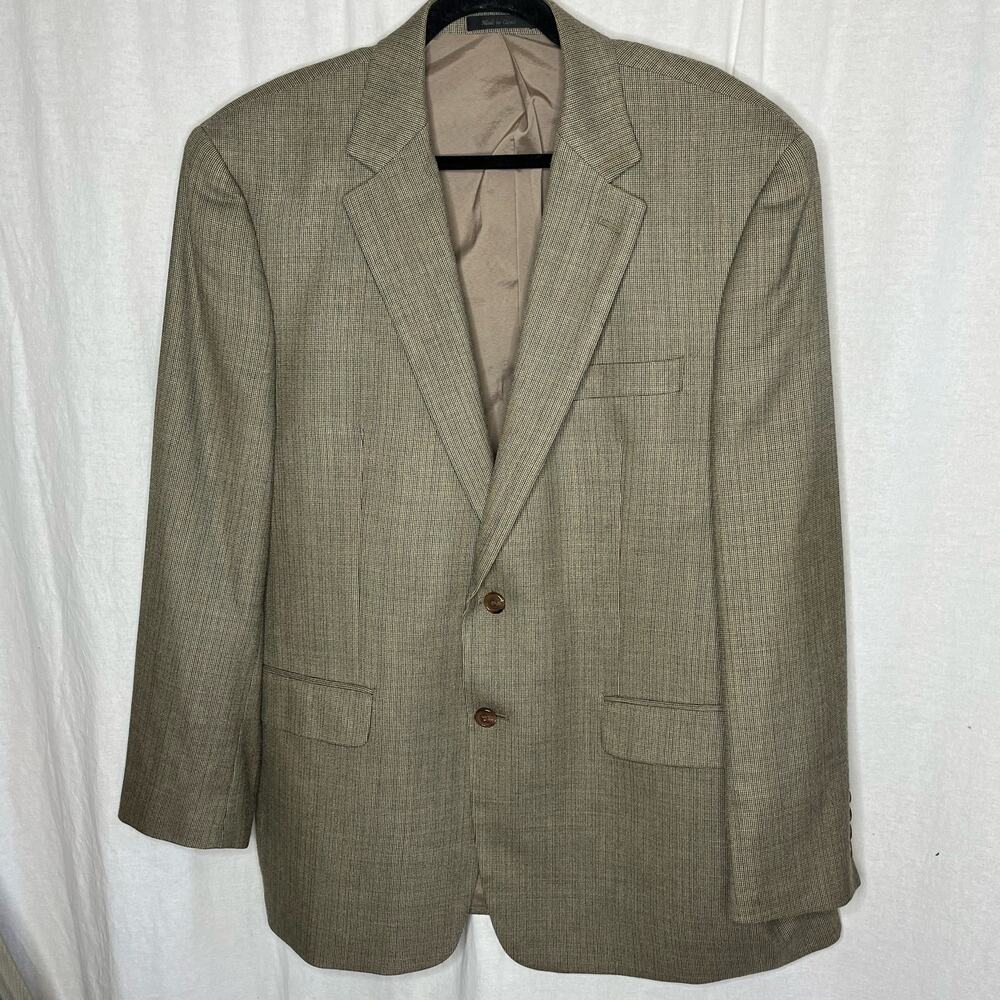 Lauren‎ Ralph Lauren Macys Beige Tan Blazer Silk Wool Blend Size 43R Men Jacket